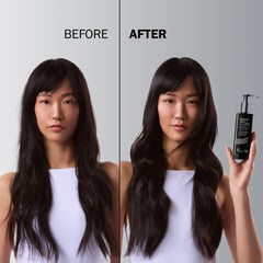 TRUSS Night Spa Overnight Hair Serum applied to wet hair demonstrates easy spread.