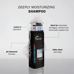 TRUSS Ultra Hydration Plus Shampoo lather closeup reveals rich foam for gentle cleansing.