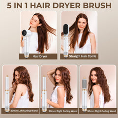Trylater hot air brush—135 mph airflow for smooth, frizz-reducing styling.