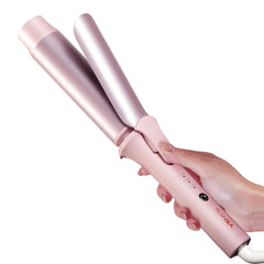 TSUYAGLA large hair curling wand 1.6 inch barrel close-up showing defined long hair curls