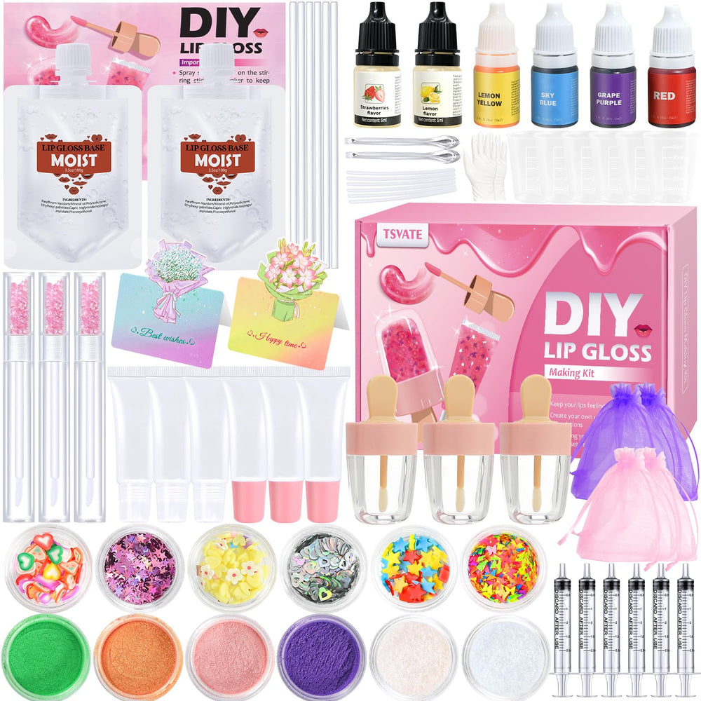 TSVATE lip gloss kit unboxing view showcasing all-in-one DIY creativity