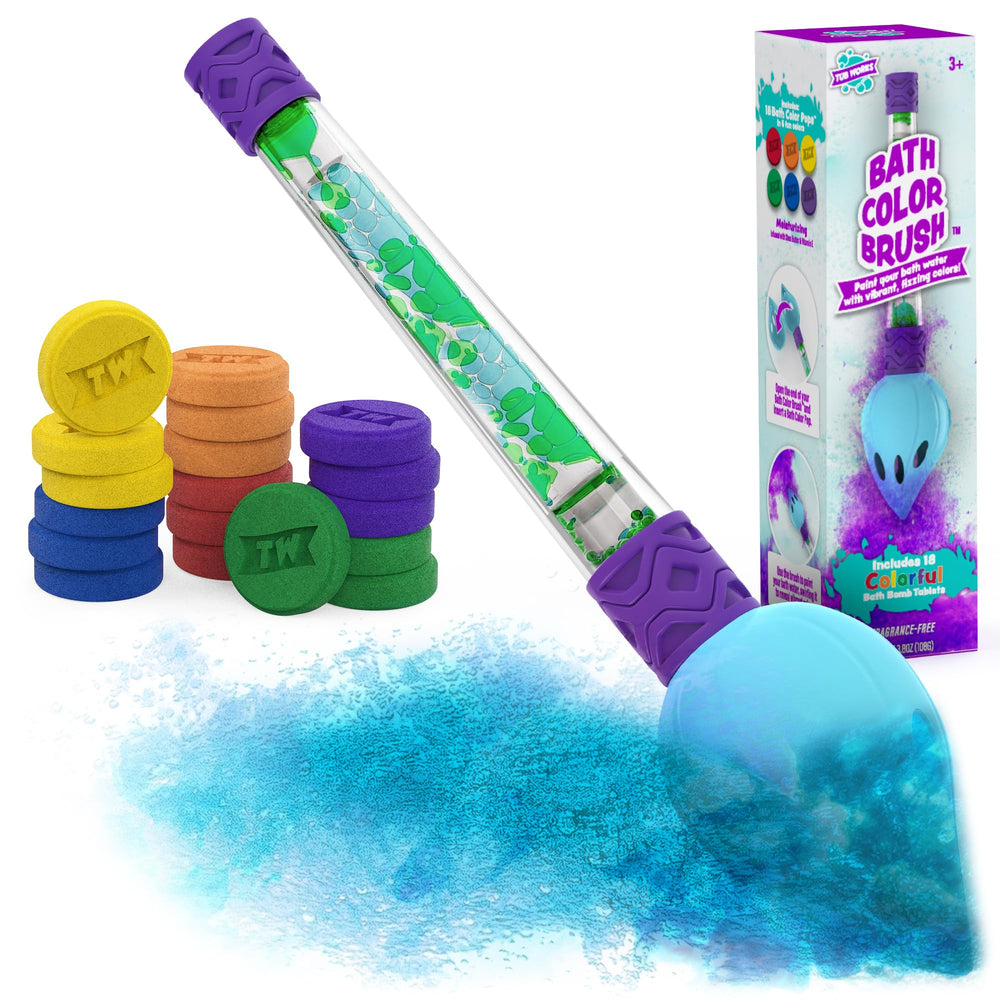 Tub Works Bath Color Brush paints water with vibrant colors for a playful bath.