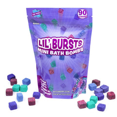 Tub Works Lil' Bursts Cosmic bath bombs in colors for kid-friendly color mixing
