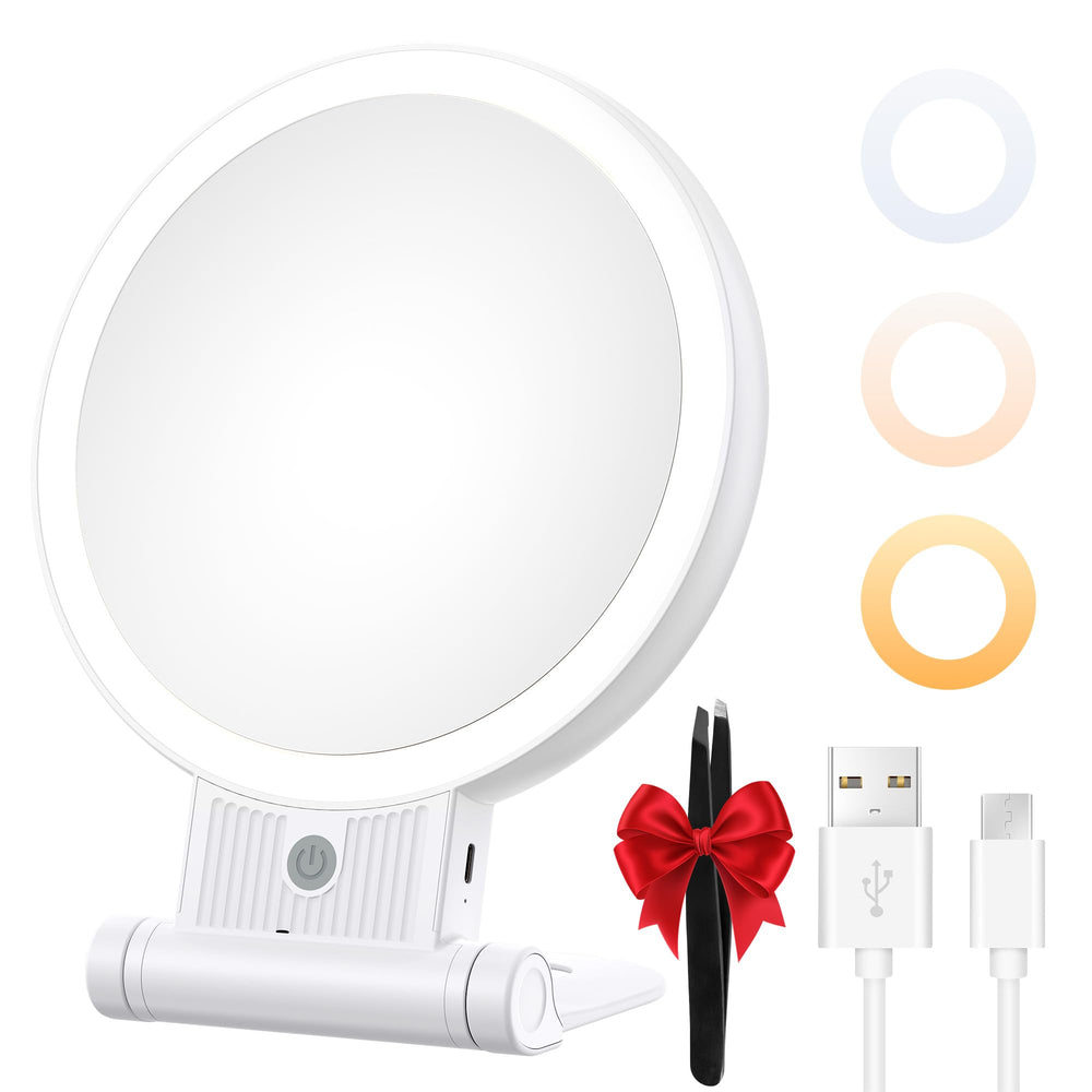 tubbede makeup mirror 1x/30x switch highlights dual magnification for full-face view and precise detailing