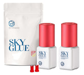 TUBeauty Sky Glue S bottle close-up showing ultra-fast 1-2s dry time for lash extensions.
