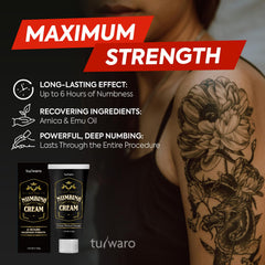 Tuiwaro Numbing Cream texture swatch shows smooth, quick-absorbing cream