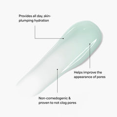 TULA 24-7 Weightless Moisture gel texture swatch demonstrates fast absorption for AM and PM.