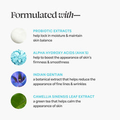 TULA AHA exfoliation closeup suggests smoother texture and even tone