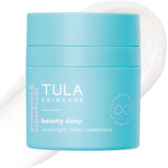 TULA Beauty Sleep overnight repair bottle shows rich anti-aging night care for lines