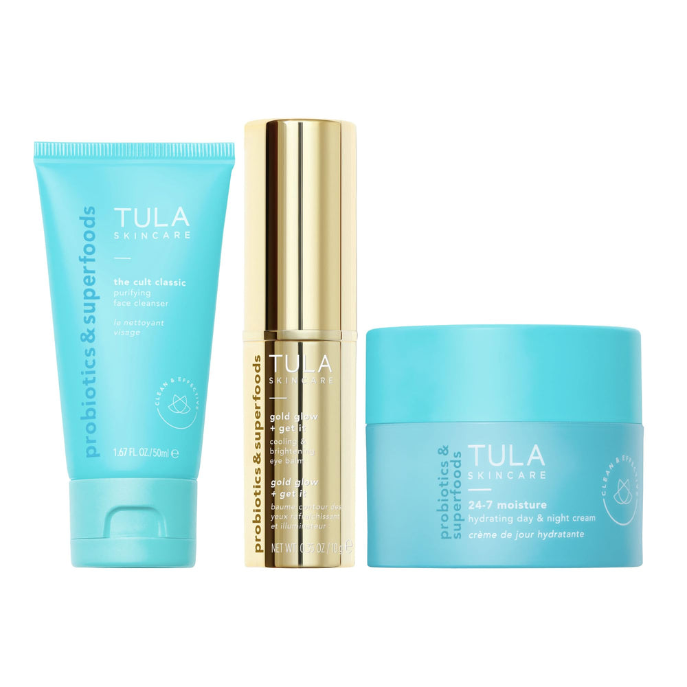 TULA Gold Glow Eye Balm close-up, brightening under-eye for daytime radiance.