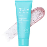 TULA So Poreless scrub jar closeup highlighting gentle exfoliation for refined pores.