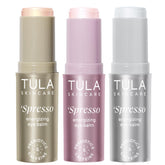 TULA Spresso Pink Eye Balm packaging for a refreshing morning skincare ritual.