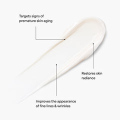 TULA Protect + Plump texture swirl highlights weightless, hydrating cream for wrinkle-prone skin.