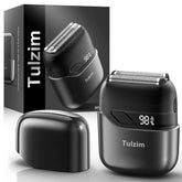 Tulzim electric-foil shaver with three heads delivers precise contour shaving.