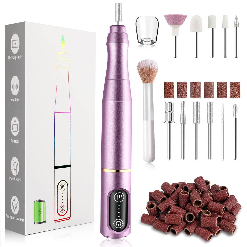 TUOBEO cordless nail drill kit front view for portable salon-quality manicures.