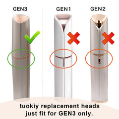 Tuokiy Gen3 heads twist-on-off close-up demonstrates easy blade replacement.
