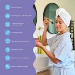 Turbie Twist 2-Pack microfiber towels side by side for efficient hair drying.