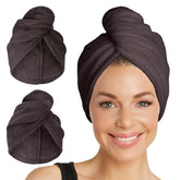Turbie Twist two-pack microfiber towel wrap for quick hair drying on the go