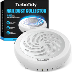 TurboTidy Nail Dust Collector front view shows strong suction for a cleaner workspace