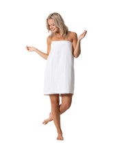 Turkish Linen waffle wrap front view in white showing quick-dry comfort