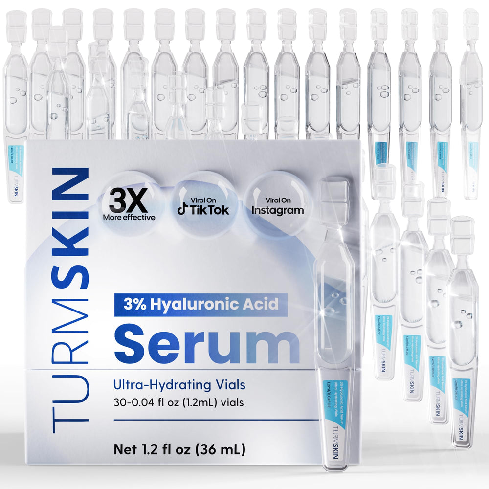 Turmskin Hyaluronic Serum Ampoules packaging highlights convenient, precise hydration ritual.