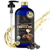 TURN TO EARTH Castor Oil bottle with pump for easy application and salon-ready convenience.