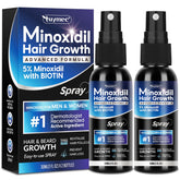 Tuymec 5% Minoxidil spray bottle front view supports scalp hair growth potential