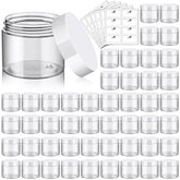 Tuzazo 6oz clear plastic container with lid, ideal for travel storage.