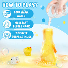 TUZT Surprise toys peeking inside bath bombs invites kids to discover treasures.