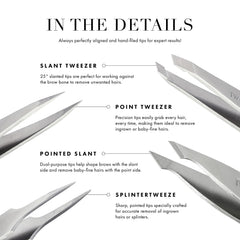 Tweezerman mini hand-filed tips ensure grip and true alignment.