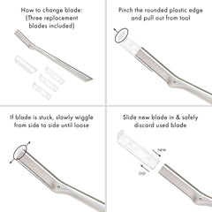 Tweezerman replacement blades easy swap for consistent facial razor performance.