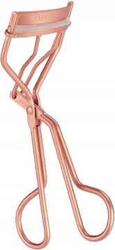 Tweezerman Rose Gold Eyelash Curler from front angled view for precise curl.