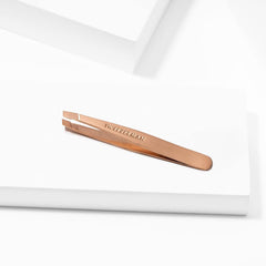Tweezerman Rose Gold Mini Slant Tweezer brow shaping use supports clean, targeted hair removal.
