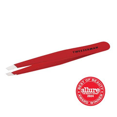 Tweezerman stainless steel slant tweezer angled tip 25-degree design for brow shaping.
