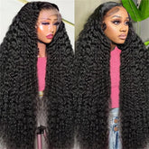 Tyiu 30-inch deep wave lace front wig cap showing smooth natural blend.