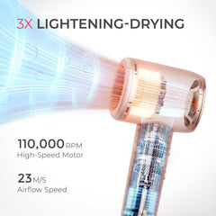 TYMO AIRHYPE Compact with diffuser attached demonstrates curl-friendly, even drying.