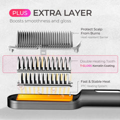 TYMO Ring Plus ionic generators emit negative ions for frizz reduction.