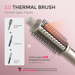 TYMO Stylux Pro ceramic barrel for even heat and sleek curls.
