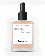 Typology tinted serum Type 2 Light bottle with vitamin C for subtle glow hydration.