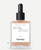 Typology tinted serum Type 3 Medium bottle showing light coverage finish