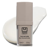 U Beauty The RETURN Eye Concentrate jar closeup highlighting hydrating peptide formula for brightening under eyes