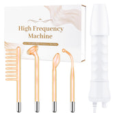 Uaike high frequency facial wand held in hand for at home skincare.