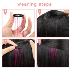 Ubeleco Colorful Hair Tinsel Kit clip-detail demonstrates secure grip and gentle attachment.