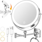 UBYMET 8-inch wall-mounted makeup mirror with dual sides for everyday makeup use