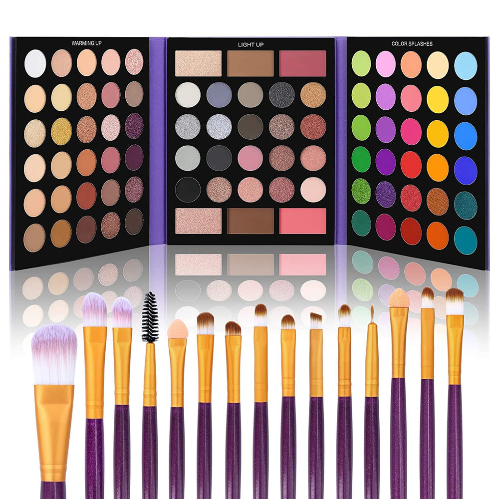 UCANBE 86 Colors Nude Eyeshadow Palette open compact with diverse neutrals and brights for versatile looks.