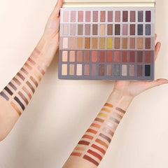 UCANBE swatches on warm neutrals demonstrates blendable pigments for soft everyday or dramatic eye looks