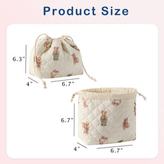uekeboag makeup bag white bear side view shows soft quilted texture for everyday carry