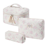 uekeboag travel quilted makeup bag large floral pinkrose for on-the-go organization
