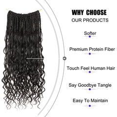 UENOKIPS Goddess Box Braids 14in curly-ends for boho styling