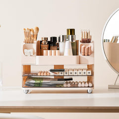 UFORU makeup organizer with side brush holders keeps tools accessible.